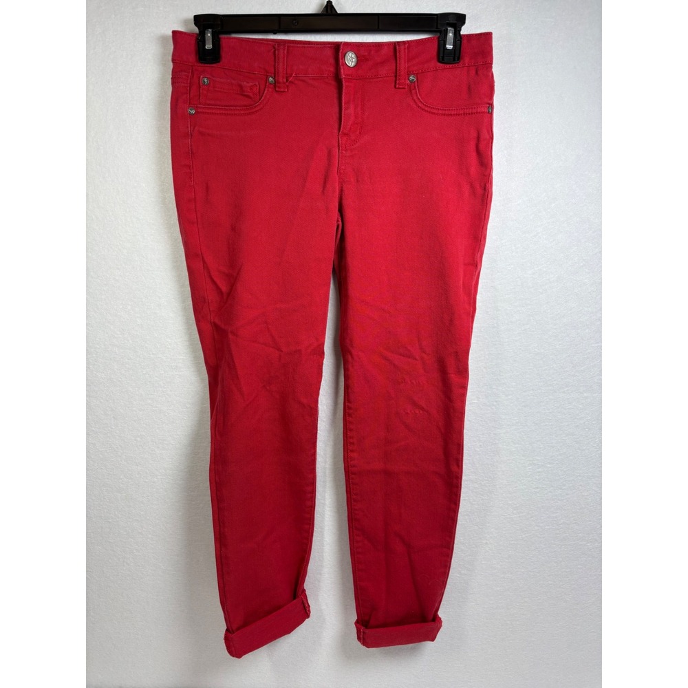 True Freedom 2011 Red Skinny Jeans Juniors 11 Stretch Low Rise Y2K 31" Inseam